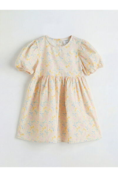 LC Waikiki Trendlucky Girl's Dress with Oval Collar Pattern and Difference in...