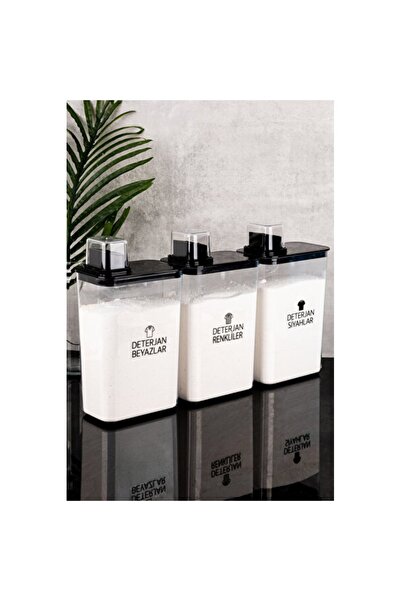 Empressco 3’lü 3000 ml Renkli, Beyaz ve Siyah Deterjanlık Seti, Kendinden Kap...