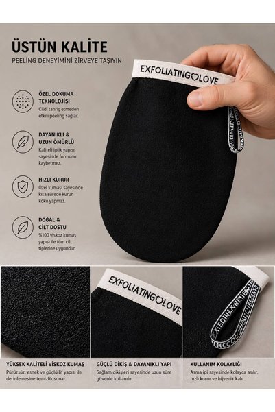 SMOOTH BATH Black Viscose Peeling Pouch for Deep Cleaning and Removal of Dead Skin