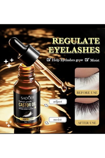 SADOER Castor Oil Eyelash Serum 15 ml- Ser pentru gene si sprancene , Hranire...