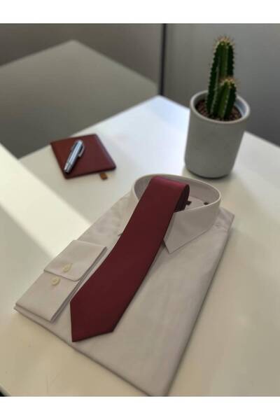 Sarar 7 cm Bordo Saten Kravat