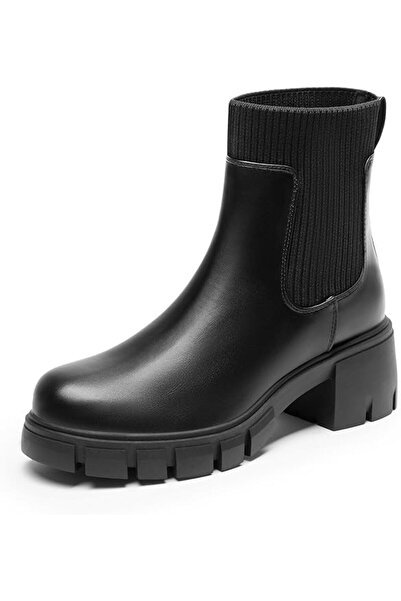 OEM DREAM PAIRS Ghete Chelsea de damă, scurte, cu toc mic, negre, 39
