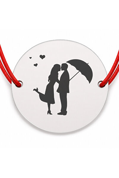 Simoshop Brățară argint 925 cu îndrăgostiți sub umbrelă, șnur reglabil