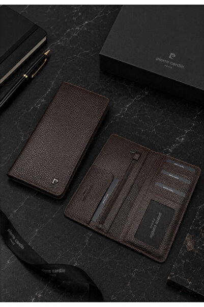 Pierre Cardin Brown Men's 100% Genuine Leather Vertical Wallet - Leather Wall...