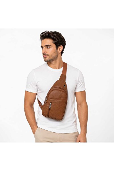 Nevara Men's Multi-Use Waterproof Chest Bag with USB Charging Port and Multip...