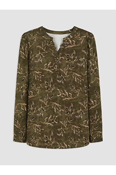 LC Waikiki Lcw Grace Khaki Collared Floral Blouse