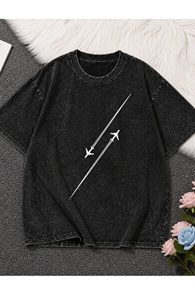 Pink Sky Unisex Oversize Vintage Washed Street Style Street Fashion Cotton Co...
