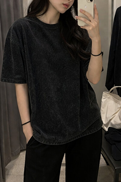 HOFFNUNG Unisex Oversize Vintage Washed Street Style Μόδα του δρόμου Βαμβακερ...