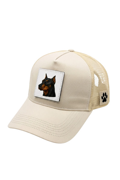 All animals Doberman Dog Printed Patch Detailed Mesh Trucker Baseball Cap