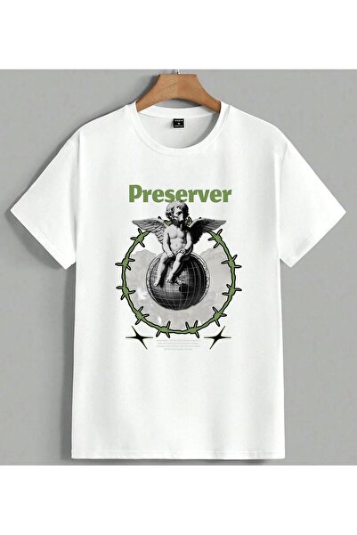 ELFERA Preserver of the World Dystopia Printed Unisex Oversize T-Shirt White