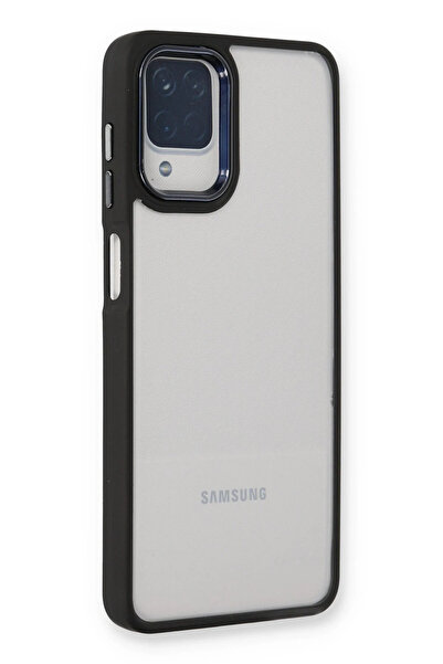 Samsung Galaxy A22 Elegant Clear Case (Şeffaf Kılıf) - Stylish Protective Cover - Siyah