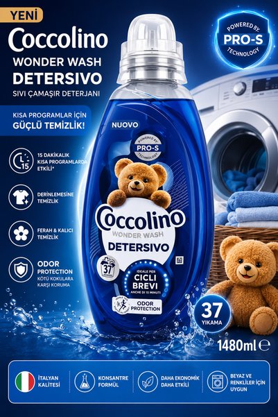 Coccolino Wonder Wash Odor Protection Sıvı Çamaşır Deterjanı 1480 ml 37 Yıkama- Kötü Koku Karşıtı