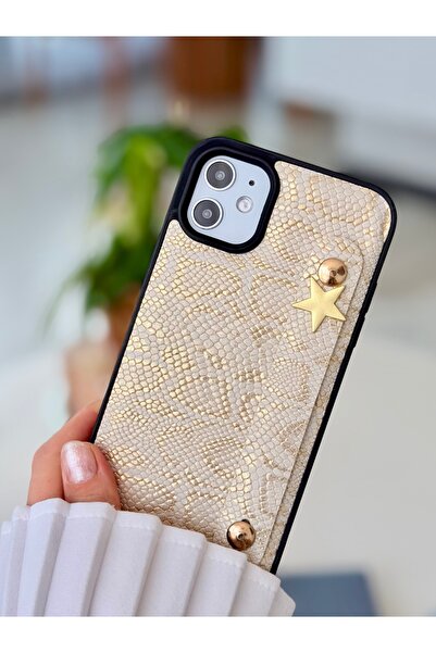 Go Aksesuar Iphone 11 Uyumlu Tutacaklı Yıldız Tasarımlı Deri Görünümlü Esnek ...