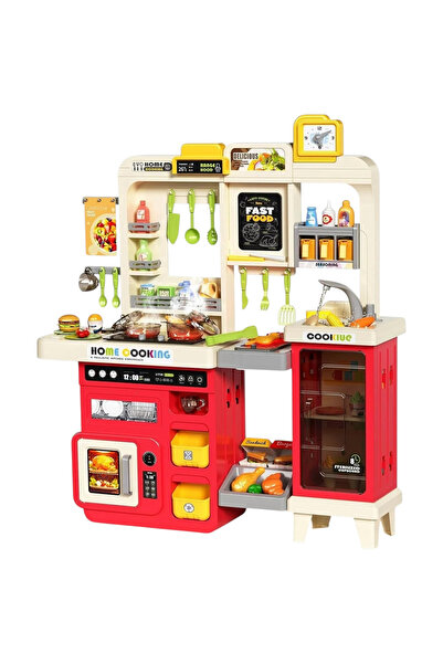 CWT Bucătărie de jucărie mare, tip fast-food, cu apă reală și accesorii, roși...