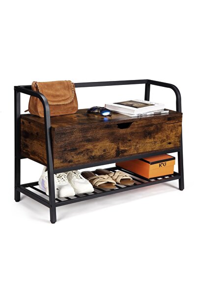 Garvee Shoe Bench with Storage, 33-Inch Wooden Shoe Storage Organizer with Fl...