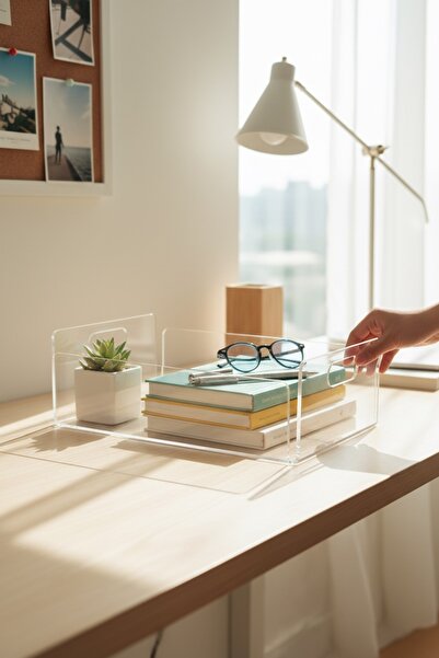 MY1COMPANY Transparent Tabletop Organizer - Plexiglass Organizer with Handles...