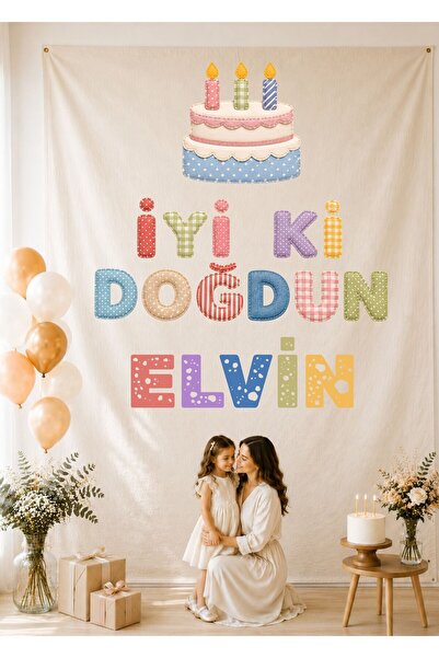 Kişiye Özel İsimli Doğum Günü Afişi Kumaş Banner Büyük Boy Backdrop İyi Ki Doğdun Fotoğraf Çekim Fo