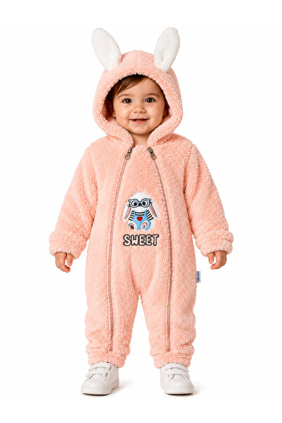 Chicsy Baby Sweet Rabbit Embroidered Welsoft Plush Hooded Zippered Winter Uni...
