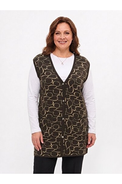 onno style women Classic Steel Knitted Tricot Vest with Heart Pattern and But...