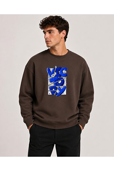 herkesemoda Victory Print Detailed Crew Neck 2 Thread Sweatshirt
