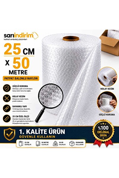 Patpat Naylon 25 cm x 50 Metre 30 Gr Balonlu Ambalaj Naylonu Paketleme Koruma