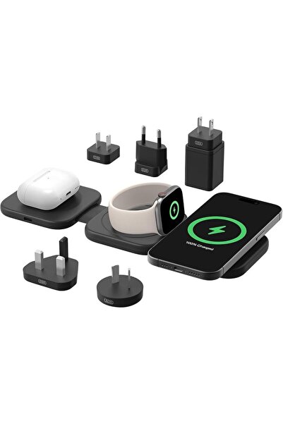 Belkin شاحن لاسلكي قابل للطي معتمد من Qi2 للشحن السريع، لوحة شحن مغناطيسية 3 ...