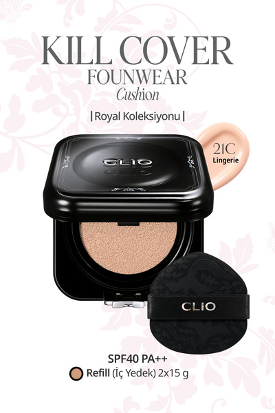 CLIO مجموعة كريم أساس كيل كوفر شبه ماتي عالي التغطية مع مكونات سيكا (21C Ling...