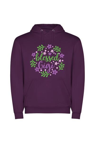 iLovePrints Glorious Gigachad's Floral Blessing Φούτερ με κουκούλα σε χρώμα Μωβ