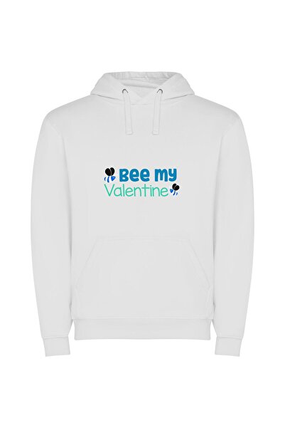 iLovePrints Beeing Love in February Φούτερ με κουκούλα σε χρώμα Λευκό