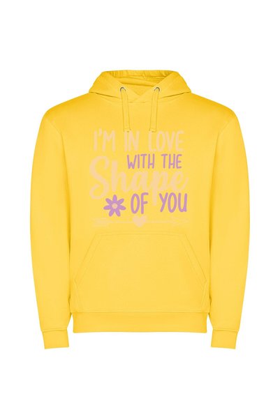 iLovePrints Love's Perfect Shaped Design Φούτερ με κουκούλα σε χρώμα Κίτρινο