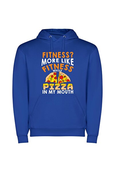iLovePrints Pizza-Fueled Fitness Fiesta Φούτερ με κουκούλα σε χρώμα Μπλε