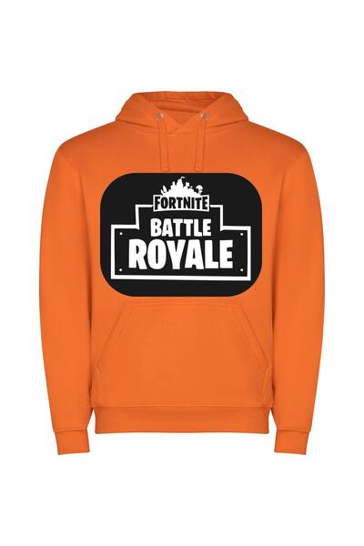 iLovePrints Realistic Fortnite Royale Φούτερ με κουκούλα σε χρώμα Πορτοκαλί