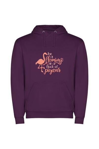 iLovePrints Flock's Fabulous Flamingo Phenomenon Φούτερ με κουκούλα σε χρώμα Μωβ