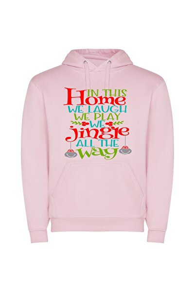 iLovePrints Merry Home: Joyful Connections Φούτερ με κουκούλα σε χρώμα Ροζ