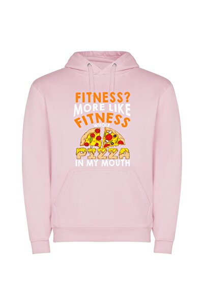 iLovePrints Pizza-Fueled Fitness Fiesta Φούτερ με κουκούλα σε χρώμα Ροζ