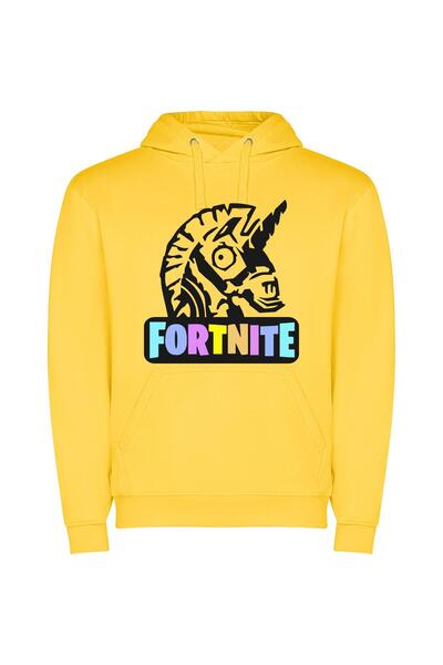 iLovePrints Fortnite Noir Φούτερ με κουκούλα σε χρώμα Κίτρινο