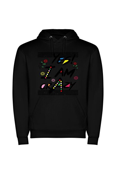 iLovePrints Delightfully Crazy: High Definition Φούτερ με κουκούλα σε χρώμα Μ...