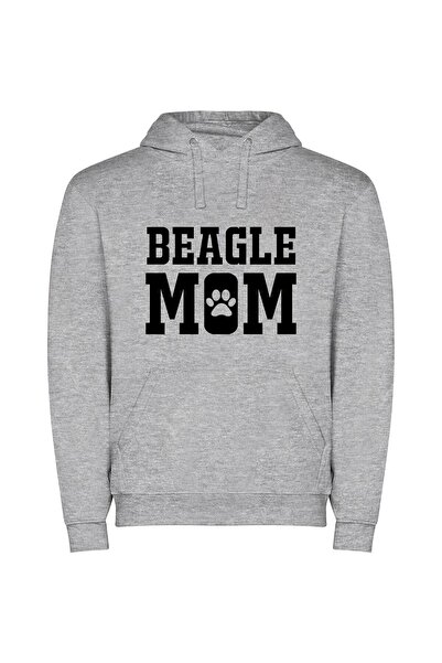 iLovePrints Elegant Beagle Family Portrait Φούτερ με κουκούλα σε χρώμα Γκρι