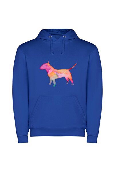 iLovePrints Colorful Canine Art Φούτερ με κουκούλα σε χρώμα Μπλε