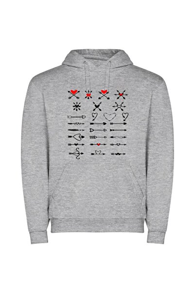 iLovePrints Black Hearted Elegance Φούτερ με κουκούλα σε χρώμα Γκρι