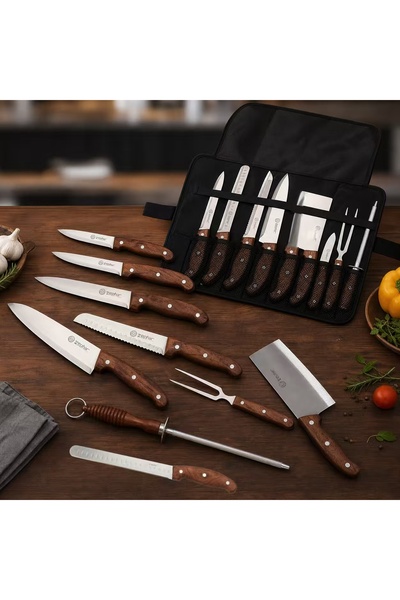 Klyte 10-Piece All-In-One Kitchen Knife Set Professional Ergonomic Design for...
