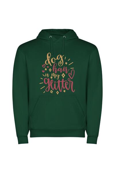 iLovePrints Glamorous Glitter Hair Φούτερ με κουκούλα σε χρώμα Πράσινο
