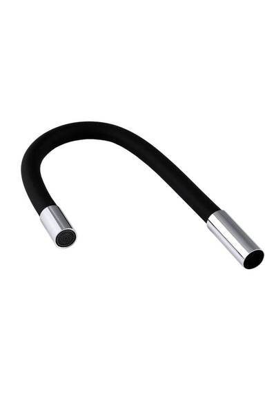 Granitan Pipă pentru baterie sanitară Flex, Oțel/Cauciuc, 51.5 cm, Negru/Crom