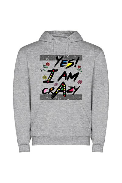 iLovePrints Delightfully Crazy: High Definition Φούτερ με κουκούλα σε χρώμα Γκρι
