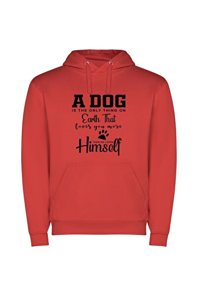 iLovePrints Ultimate Canine Devotion Φούτερ με κουκούλα σε χρώμα Κόκκινο