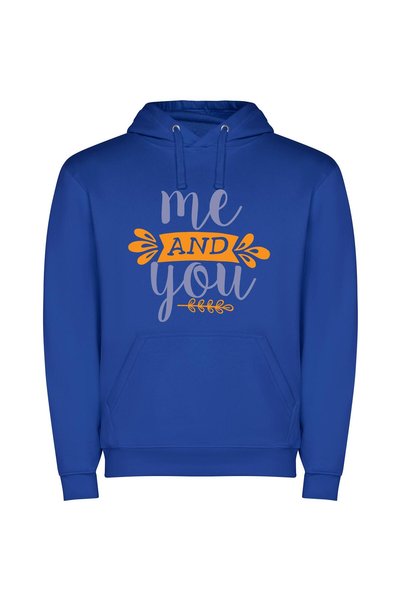 iLovePrints Handwritten Pair: You & Me Φούτερ με κουκούλα σε χρώμα Μπλε