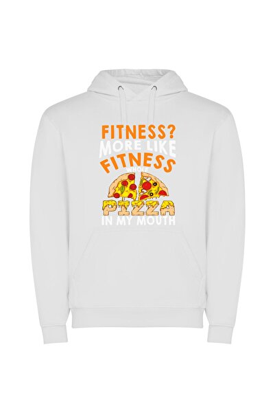 iLovePrints Pizza-Fueled Fitness Fiesta Φούτερ με κουκούλα σε χρώμα Λευκό