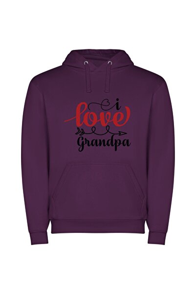 iLovePrints Grand Love Typography Φούτερ με κουκούλα σε χρώμα Μωβ