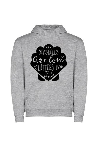 iLovePrints Whispering Love in Shells Φούτερ με κουκούλα σε χρώμα Γκρι