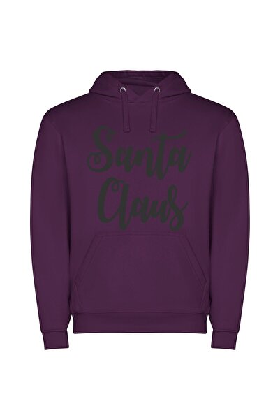 iLovePrints Santa's Elegant Monochrome Greeting Φούτερ με κουκούλα σε χρώμα Μωβ